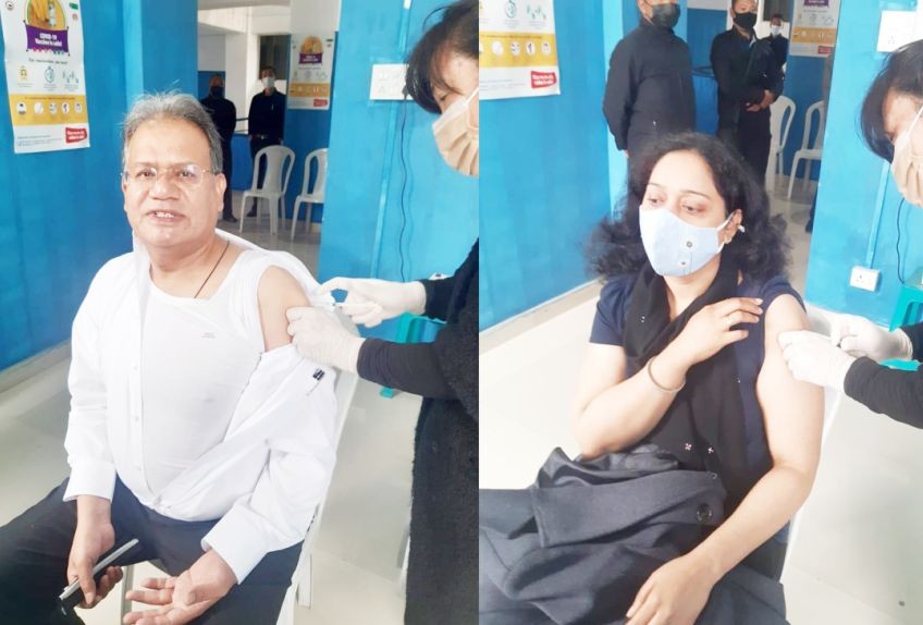 COVID-19 vaccination drive for persons aged 45 years and above got underway at Naga Hospital Authority Kohima on April 1. Senior government officials including Chief Secretary J Alam and his wife were among the first to get vaccinated. In Kohima, there are two vaccination centers: Naga Hospital Kohima and Urban Health Center, Seikhazou which will be in operation from Monday to Thursday, from 9:30 am to 3:30 pm till April 15. (DIPR Photo)